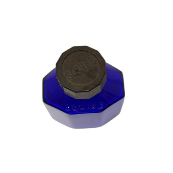 Squibb Vintage Antique Cobalt Blue Embossed Bottle - Picture 3 of 8